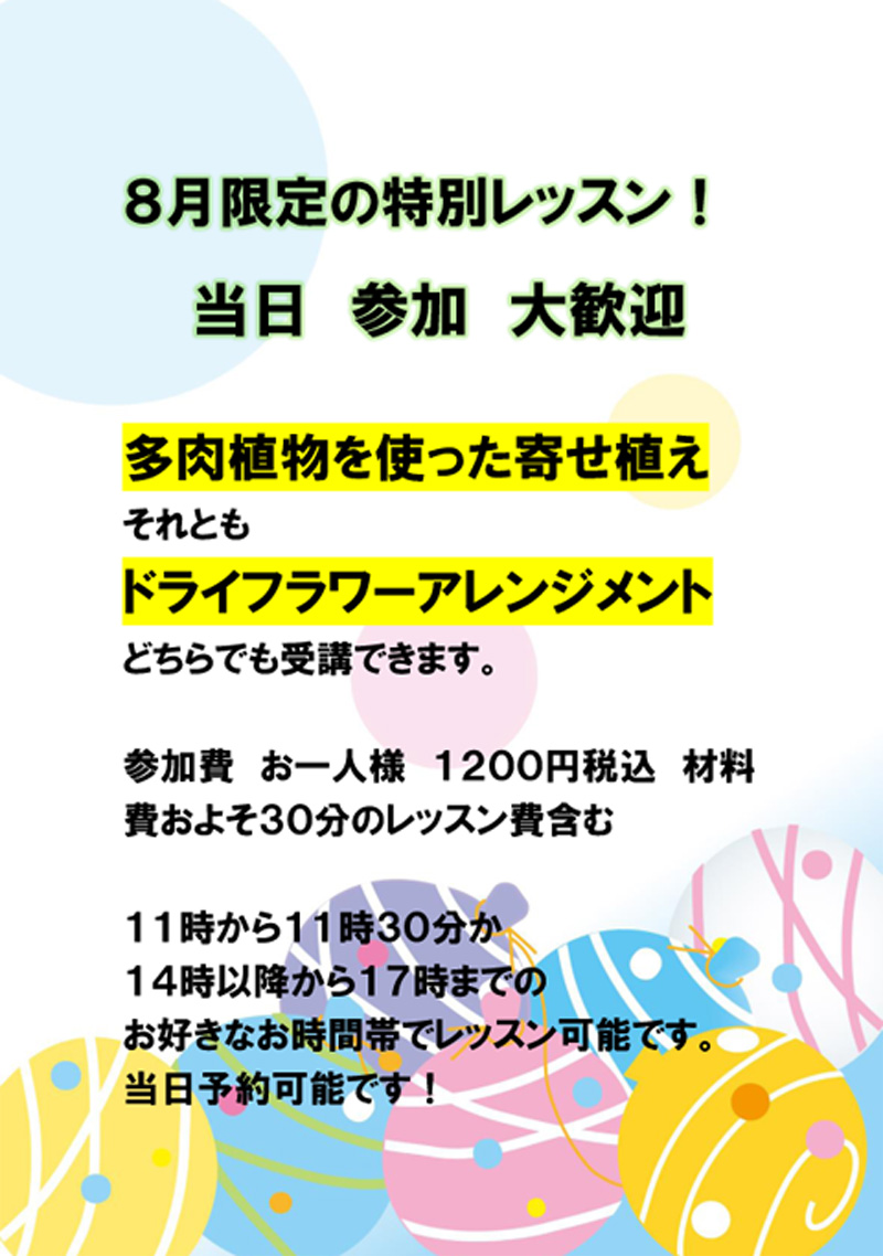 8月限定の特別レッスン！